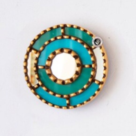 Accent Round Mirror, Turquoise Ornate Wall Mirror set "Lachay" - Picture 3 of 5